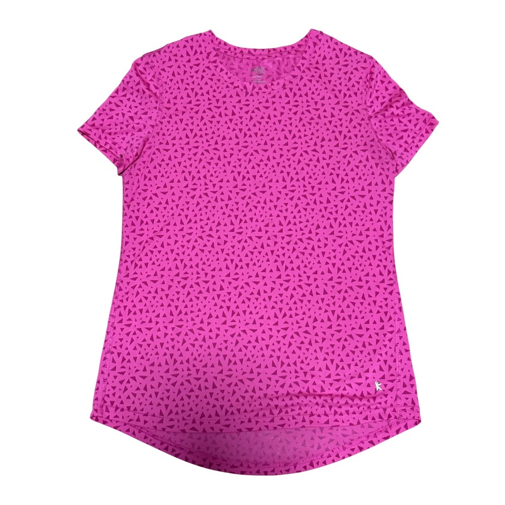 Danskin Now Womens Pink Geometric Triangle Print Activewear T-Shirt Medium 8-10
